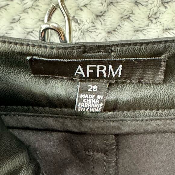 AFRM Pants 28 Black Heston Faux Leather High Rise Straight Leg 5 Pockets Lined - Picture 2 of 15